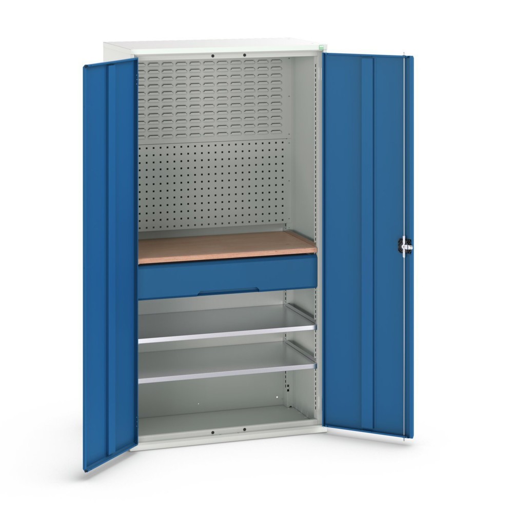 bott verso hinged door cabinet with 1 drawer, with 2 shelves and rear panel, WxDxH: 1050 x 550 x 2000 mm