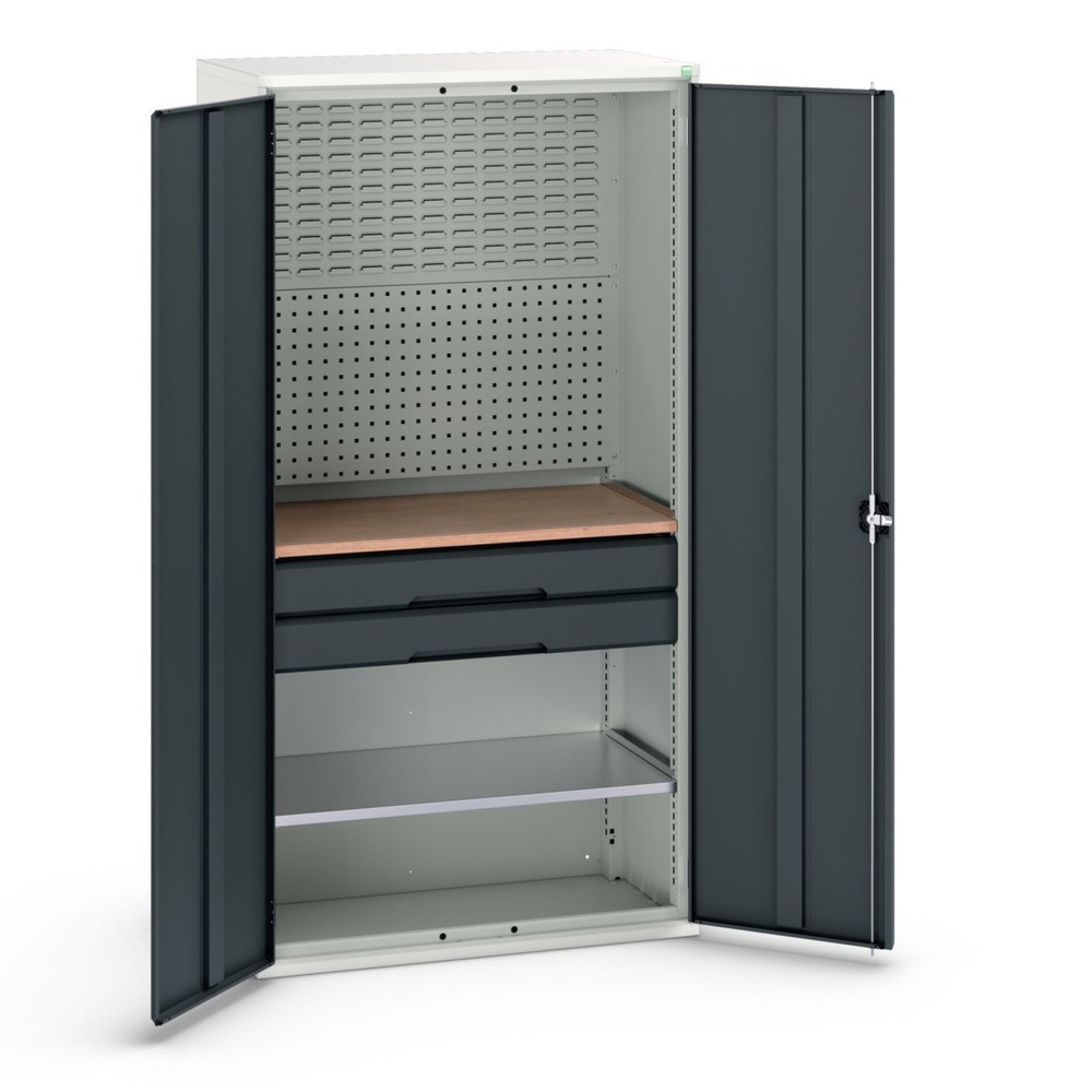 bott verso hinged door cabinet with 2 drawers, with 2 shelves and rear panel, WxDxH: 1050 x 550 x 2000 mm