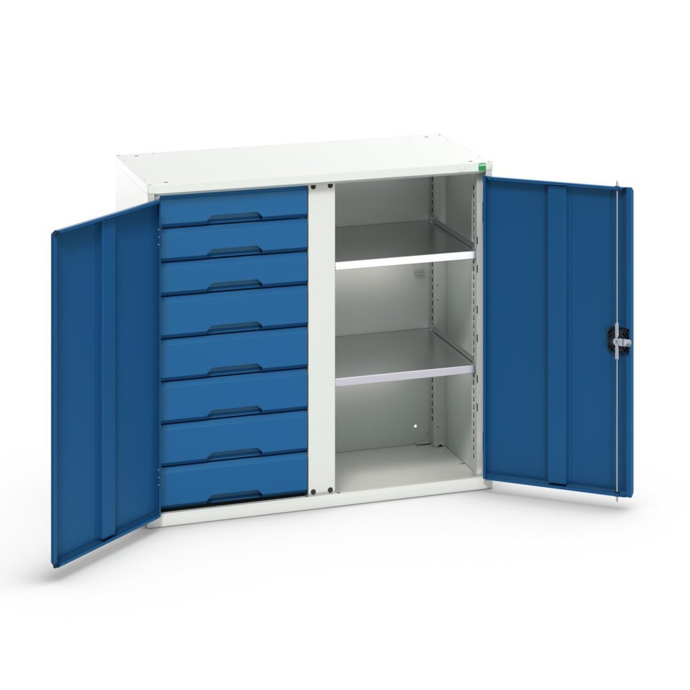 bott verso hinged door cabinet with drawers, with 2 shelves and 8 drawers, WxDxH: 1050 x 550 x 1000 mm