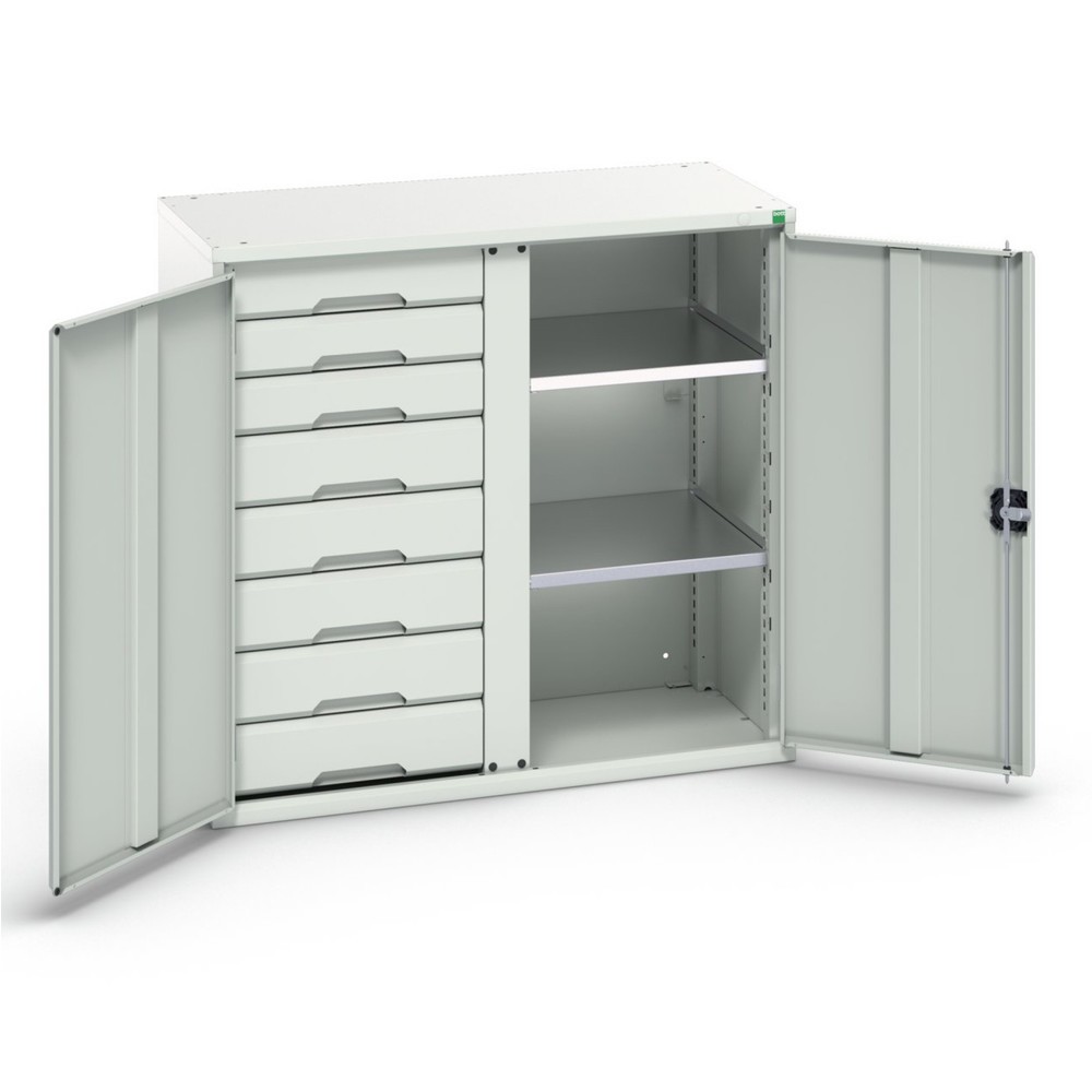 bott verso hinged door cabinet with drawers, with 2 shelves and 8 drawers, WxDxH: 1050 x 550 x 1000 mm