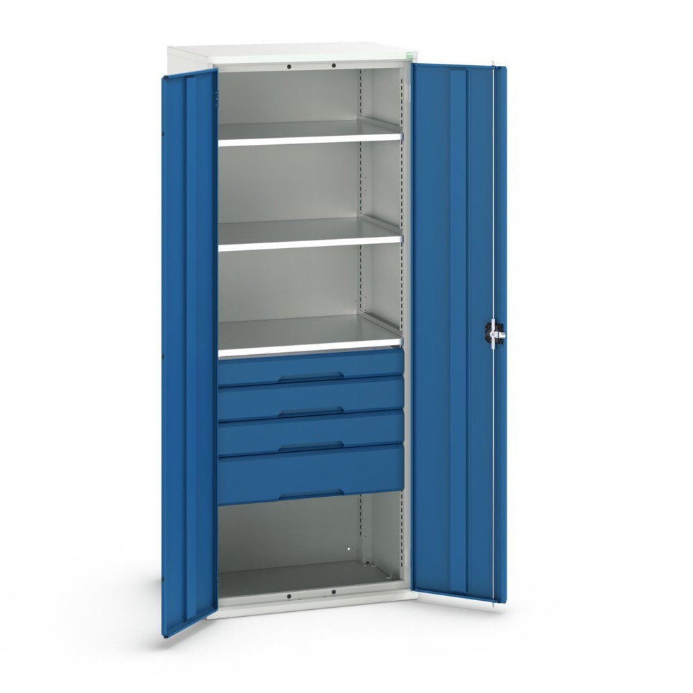 bott verso hinged door cabinet with drawers, with 3 shelves and 4 drawers, WxDxH: 800 x 550 x 2000 mm