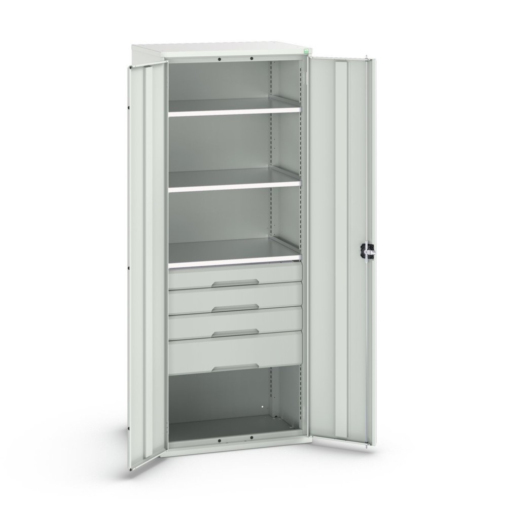 bott verso hinged door cabinet with drawers, with 3 shelves and 4 drawers, WxDxH: 800 x 550 x 2000 mm