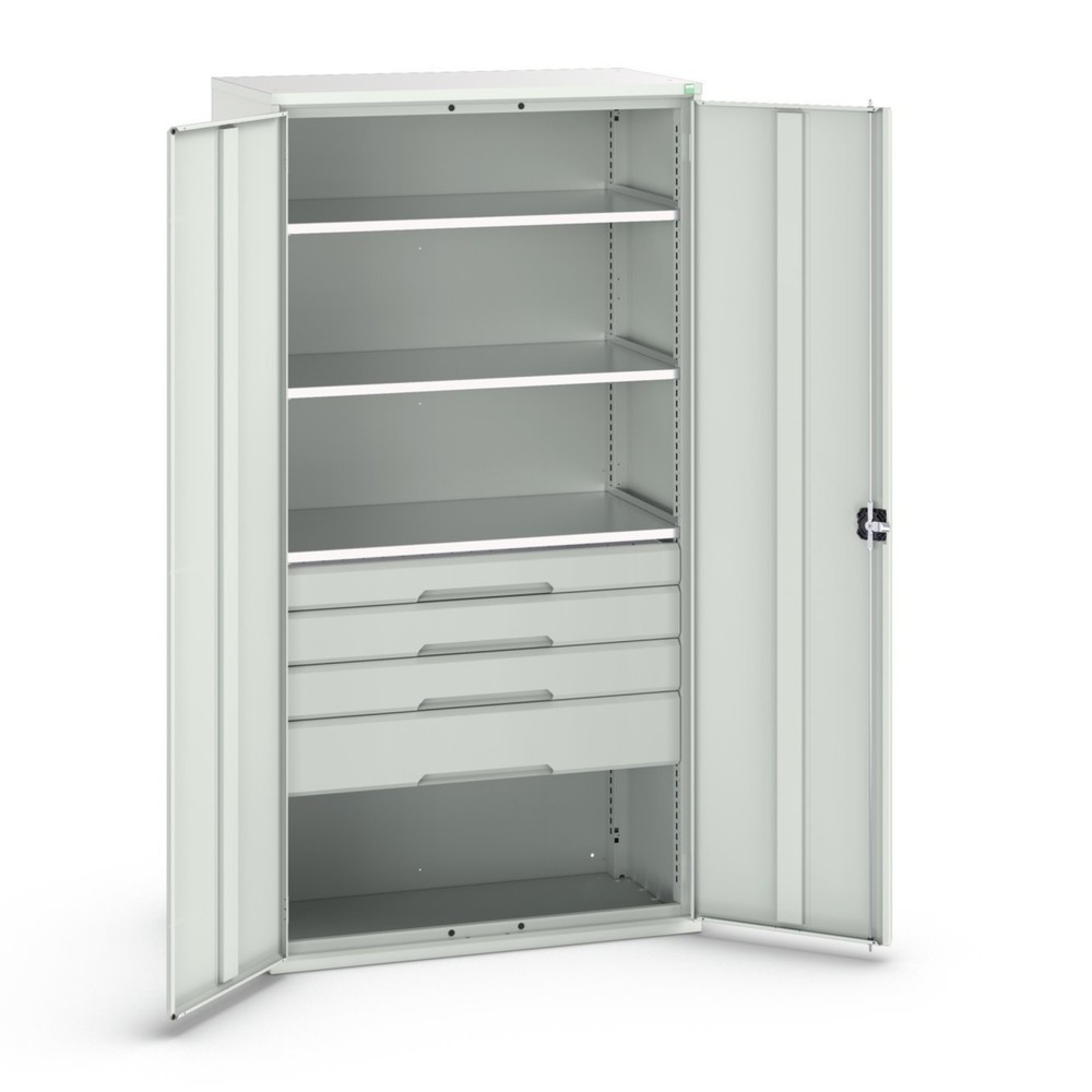 bott verso hinged door cabinet with drawers, with 3 shelves and 4 drawers, WxDxH: 1050 x 550 x 2000 mm