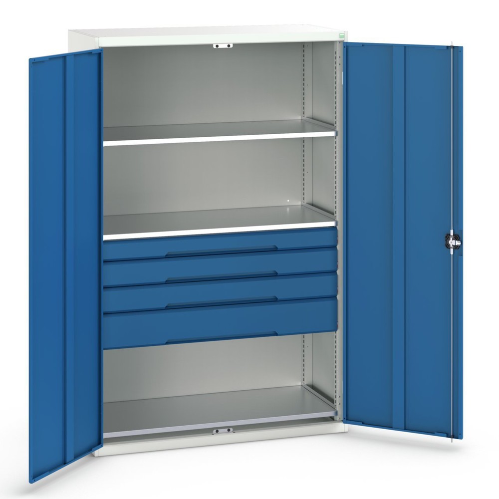 bott verso hinged door cabinet with drawers, with 3 shelves and 4 drawers, WxDxH: 1300 x 550 x 2000 mm