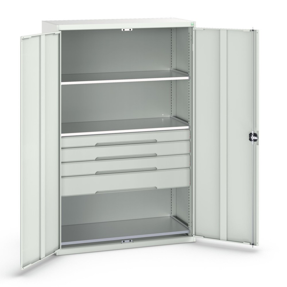 bott verso hinged door cabinet with drawers, with 3 shelves and 4 drawers, WxDxH: 1300 x 550 x 2000 mm