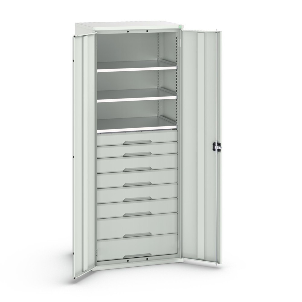 bott verso hinged door cabinet with drawers, with 3 shelves and 8 drawers, WxDxH: 800 x 550 x 2000 mm