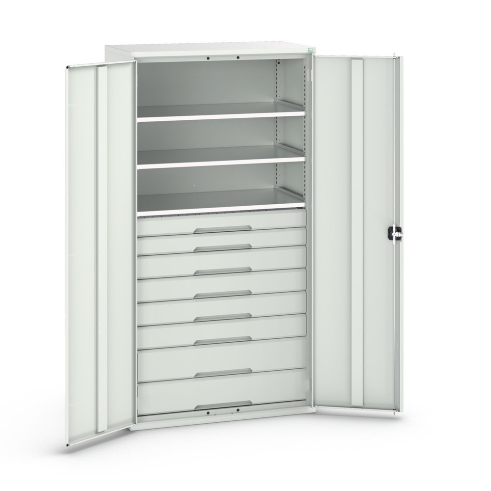 bott verso hinged door cabinet with drawers, with 3 shelves and 8 drawers, WxDxH: 1050 x 550 x 2000 mm