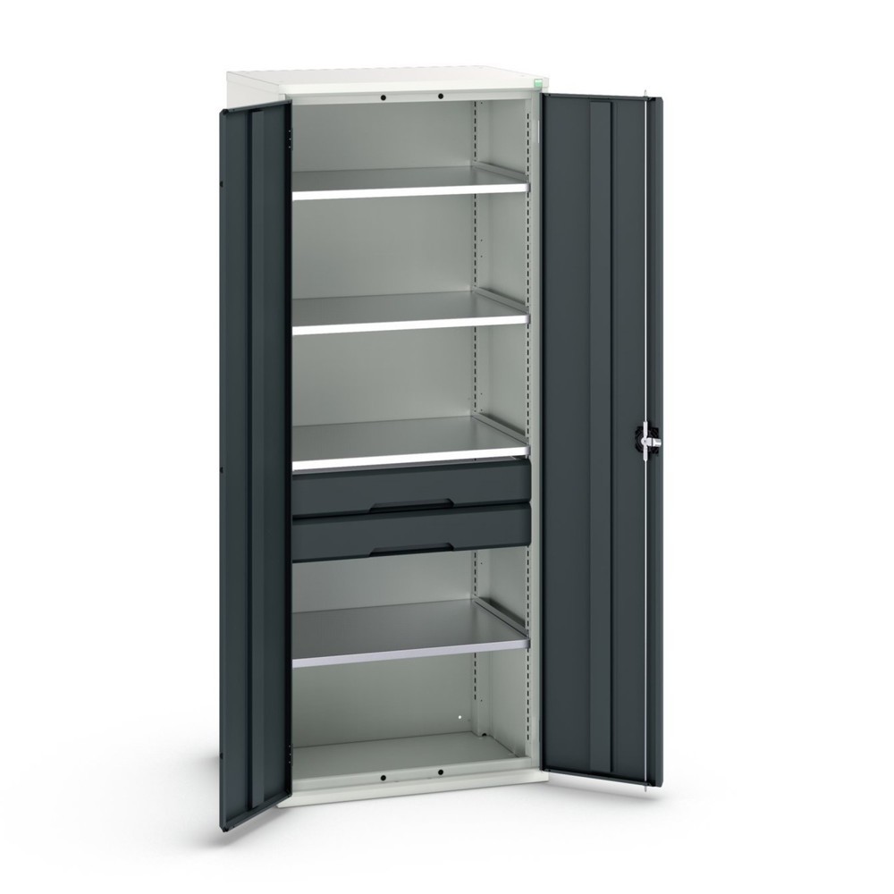 bott verso hinged door cabinet with drawers, with 4 shelves and 2 drawers, WxDxH: 800 x 550 x 2000 mm