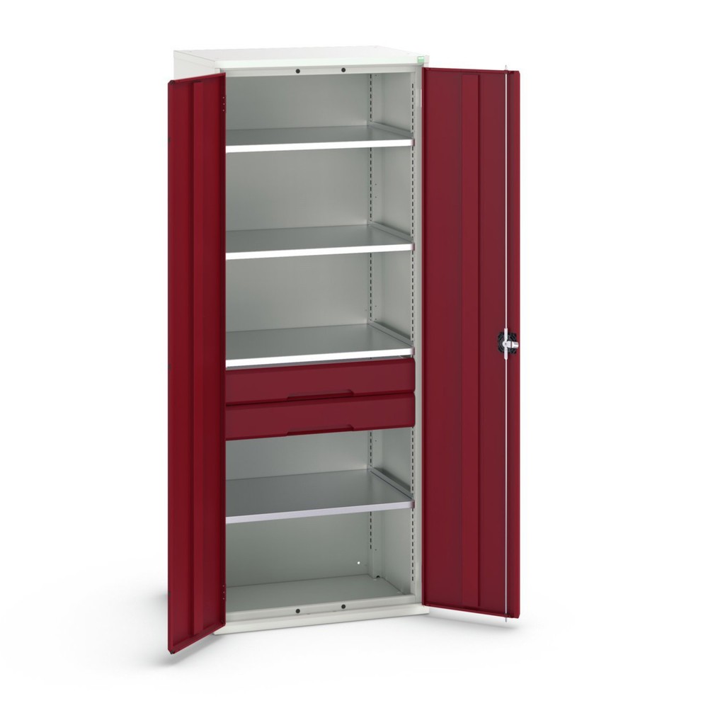 bott verso hinged door cabinet with drawers, with 4 shelves and 2 drawers, WxDxH: 800 x 550 x 2000 mm