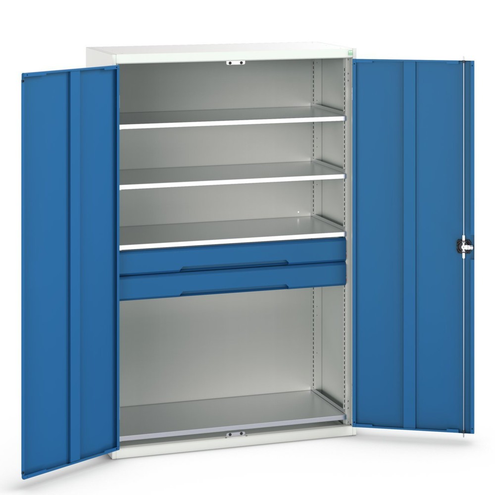 bott verso hinged door cabinet with drawers, with 4 shelves and 2 drawers, WxDxH: 1300 x 550 x 2000 mm