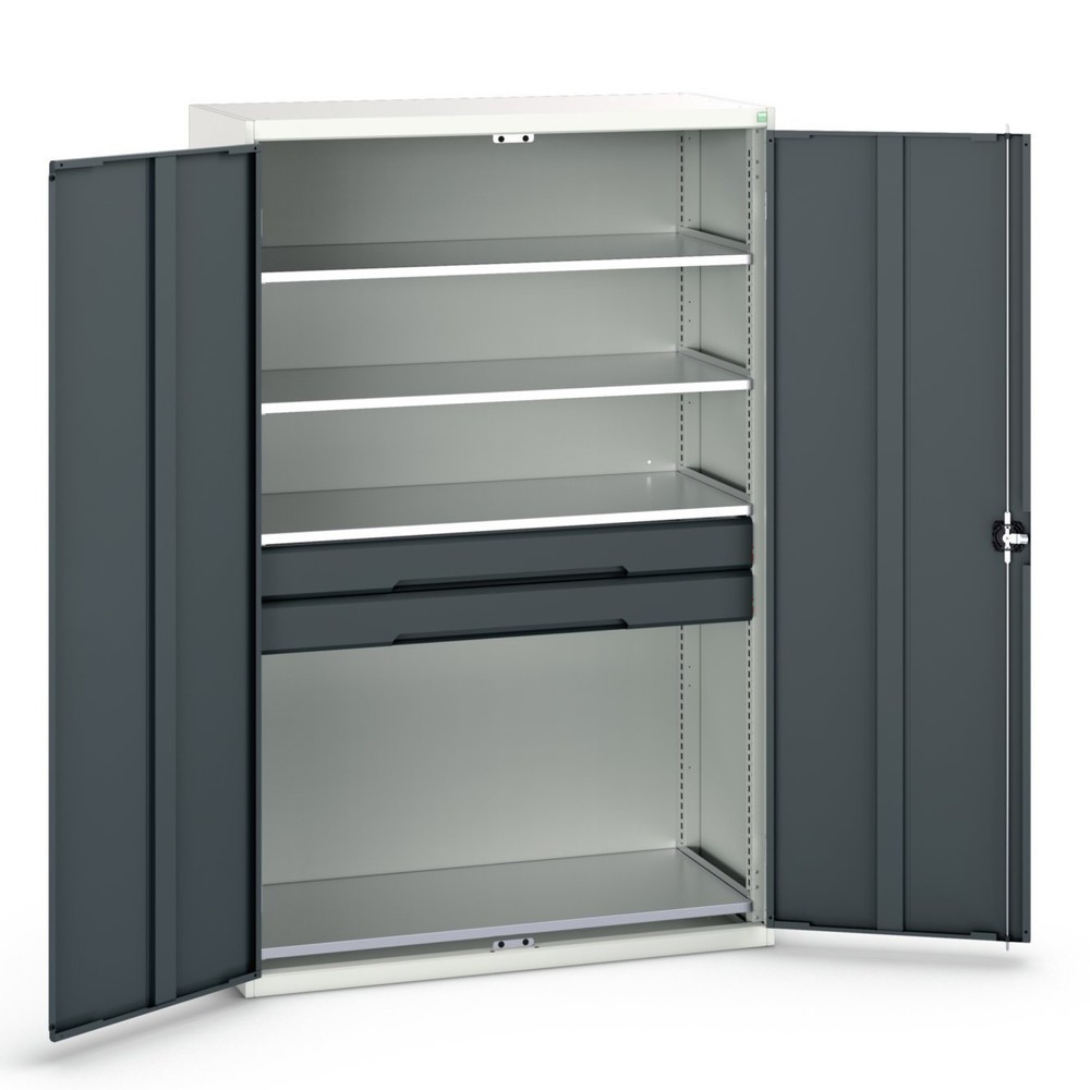 bott verso hinged door cabinet with drawers, with 4 shelves and 2 drawers, WxDxH: 1300 x 550 x 2000 mm