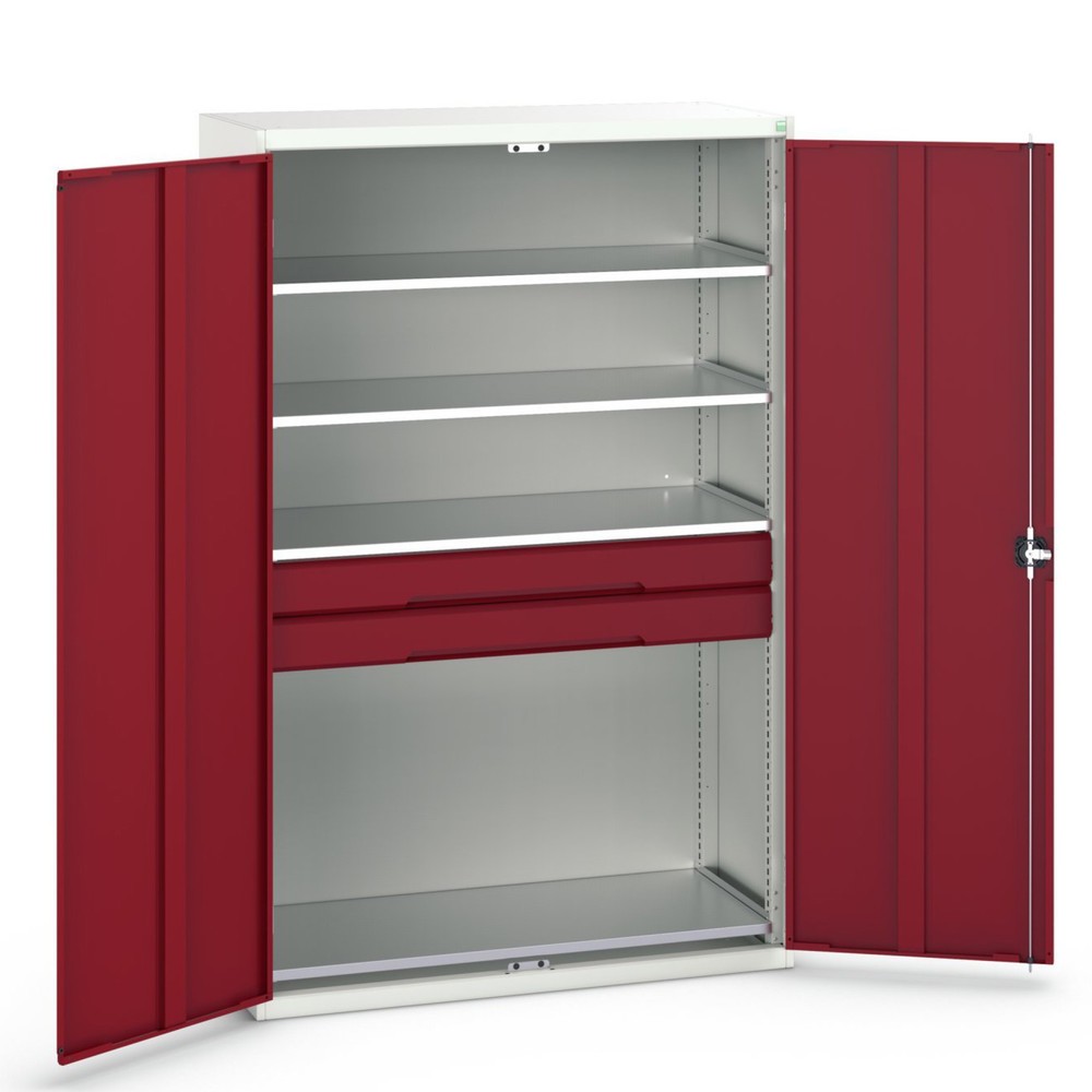 bott verso hinged door cabinet with drawers, with 4 shelves and 2 drawers, WxDxH: 1300 x 550 x 2000 mm