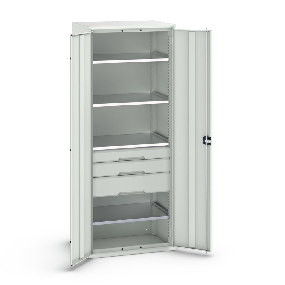 bott verso hinged door cabinet with drawers, with 4 shelves and 3 drawers, WxDxH: 800 x 550 x 2000 mm