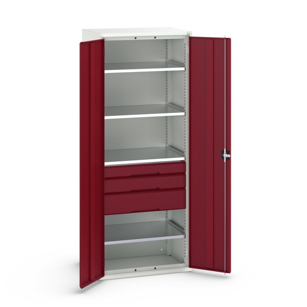 bott verso hinged door cabinet with drawers, with 4 shelves and 3 drawers, WxDxH: 800 x 550 x 2000 mm