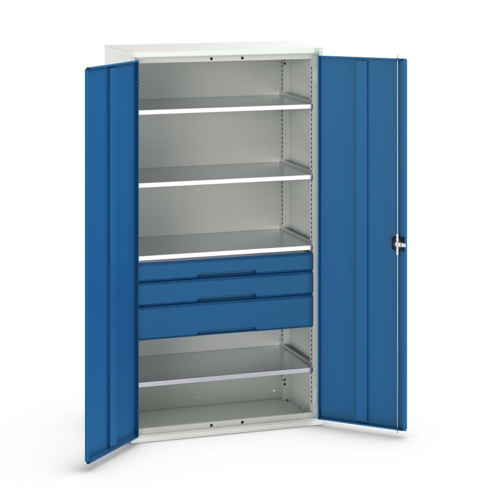 bott verso hinged door cabinet with drawers, with 4 shelves and 3 drawers, WxDxH: 1050 x 550 x 2000 mm