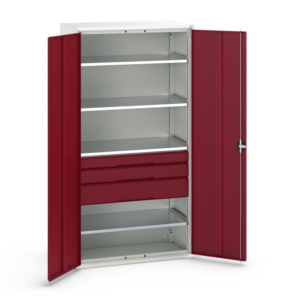 bott verso hinged door cabinet with drawers, with 4 shelves and 3 drawers, WxDxH: 1050 x 550 x 2000 mm