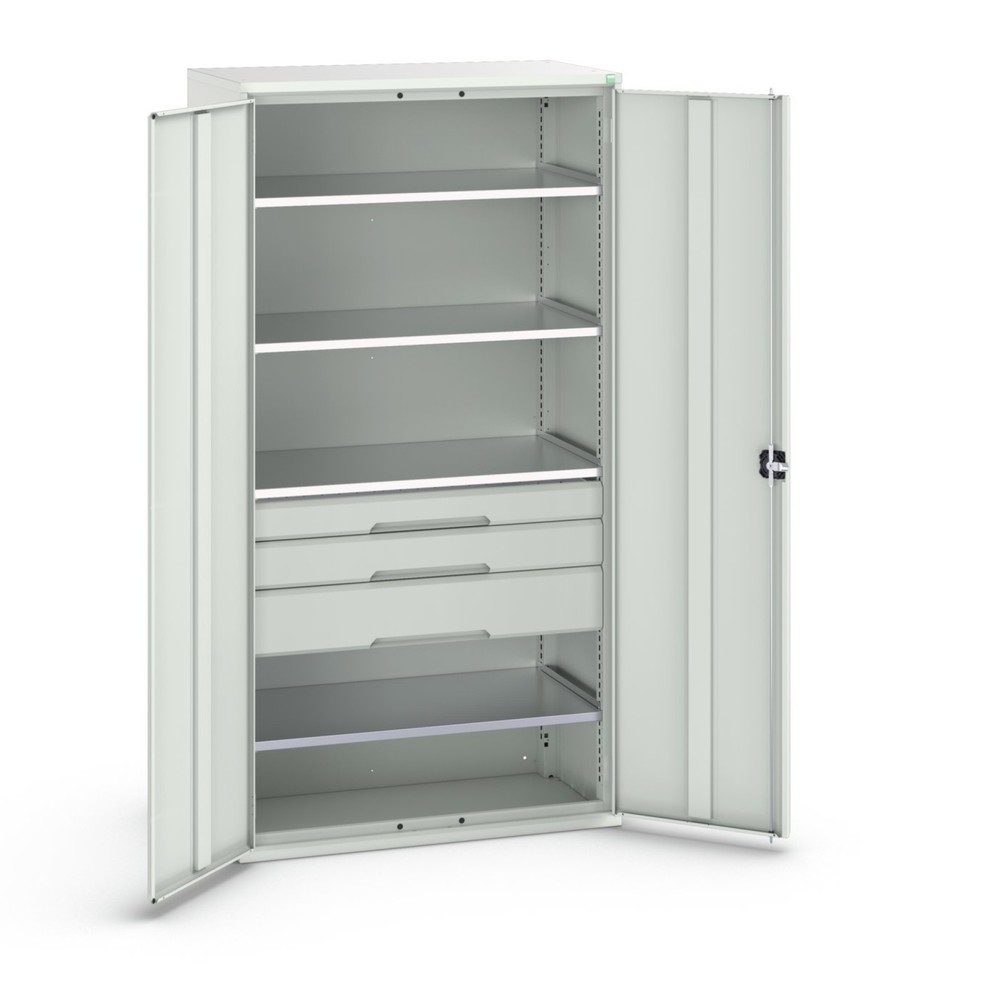 bott verso hinged door cabinet with drawers, with 4 shelves and 3 drawers, WxDxH: 1050 x 550 x 2000 mm