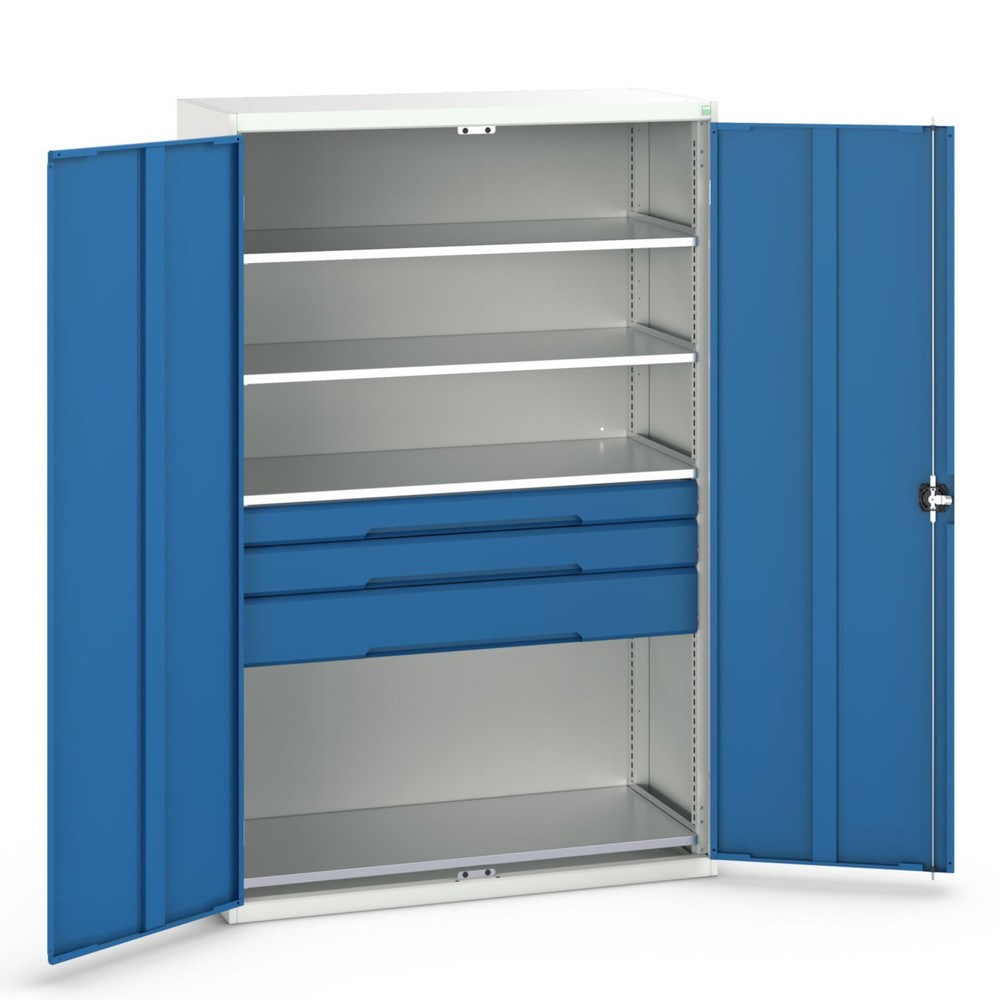 bott verso hinged door cabinet with drawers, with 4 shelves and 3 drawers, WxDxH: 1300 x 550 x 2000 mm