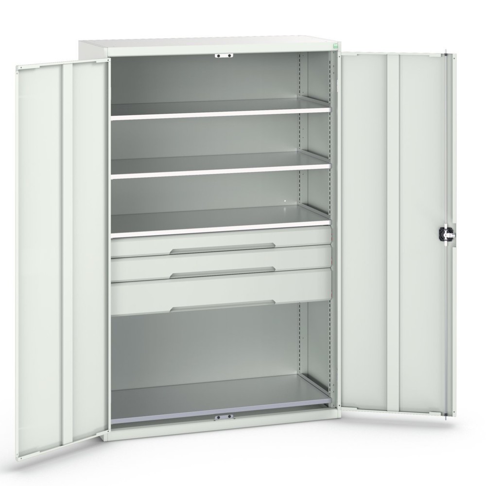 bott verso hinged door cabinet with drawers, with 4 shelves and 3 drawers, WxDxH: 1300 x 550 x 2000 mm