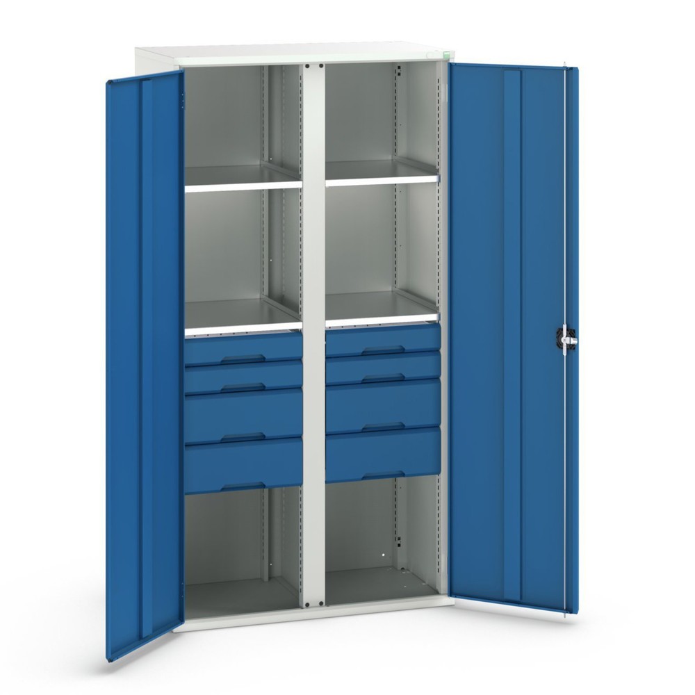 bott verso hinged door cabinet with drawers, with 4 shelves and 8 drawers, WxDxH: 1050 x 550 x 2000 mm