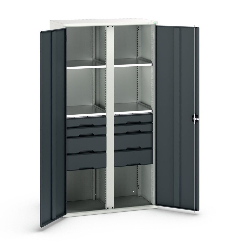 bott verso hinged door cabinet with drawers, with 4 shelves and 8 drawers, WxDxH: 1050 x 550 x 2000 mm