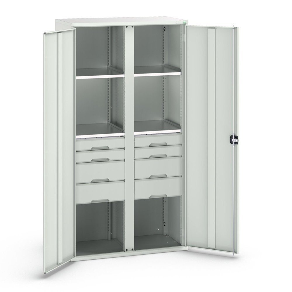 bott verso hinged door cabinet with drawers, with 4 shelves and 8 drawers, WxDxH: 1050 x 550 x 2000 mm