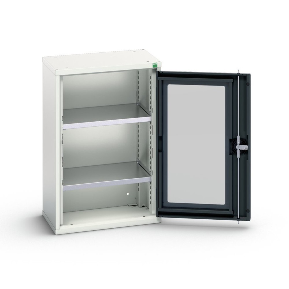 bott verso hinged door cabinet with see-through panel, with 2 shelves, WxDxH: 525 x 350 x 800 mm