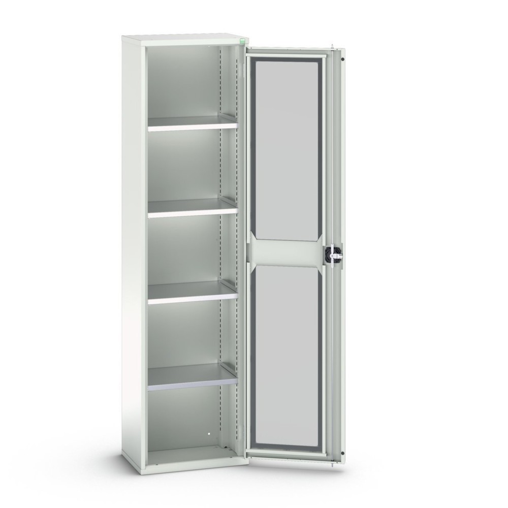 bott verso hinged door cabinet with see-through panel, with 4 shelves, WxDxH: 525 x 350 x 2000 mm