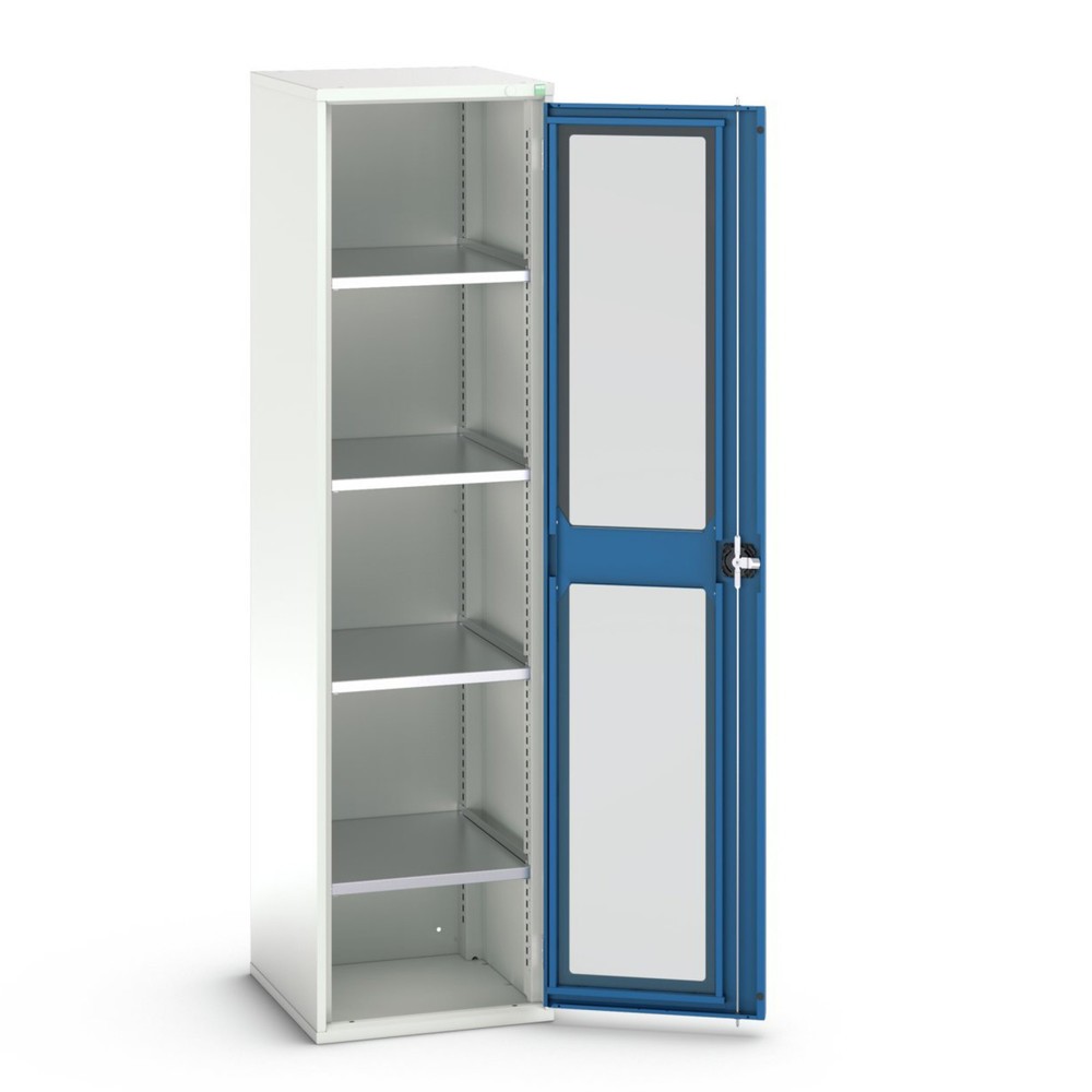 bott verso hinged door cabinet with see-through panel, with 4 shelves, WxDxH: 525 x 550 x 2000 mm