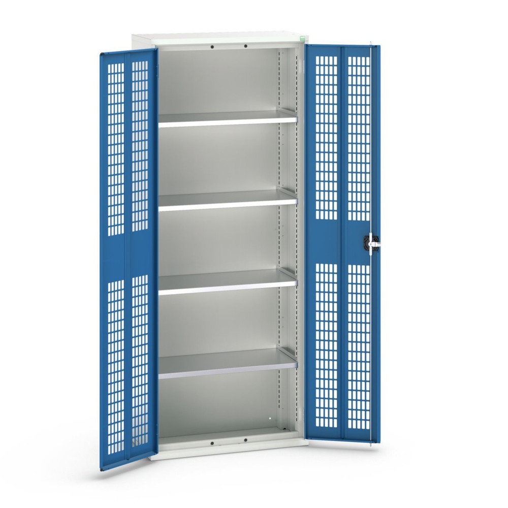 bott verso hinged door cabinet with ventilation, with 4 shelves, WxDxH: 800 x 350 x 2000 mm