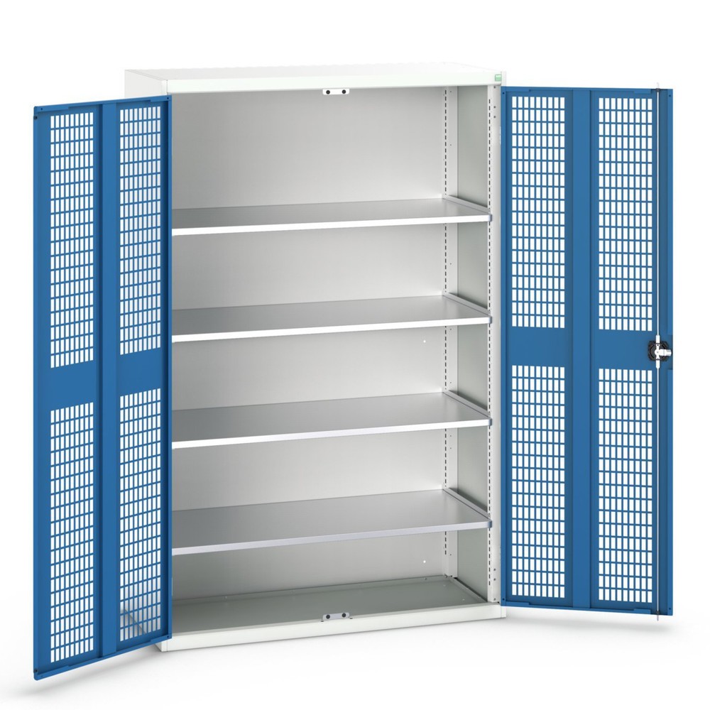 bott verso hinged door cabinet with ventilation, with 4 shelves, WxDxH: 1300 x 550 x 2000 mm