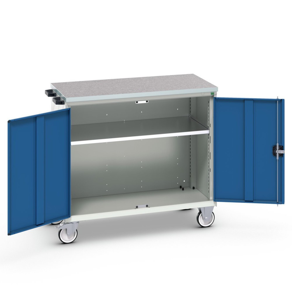 bott verso mobile drawer cabinet with 2 doors, shelf and linoleum top, WxDxH: 1050 x 600 x 980 mm