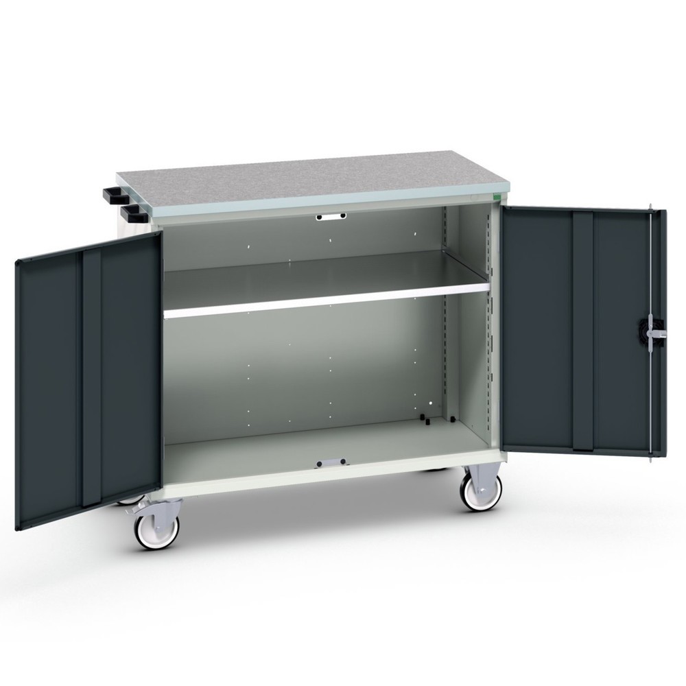 bott verso mobile drawer cabinet with 2 doors, shelf and linoleum top, WxDxH: 1050 x 600 x 980 mm