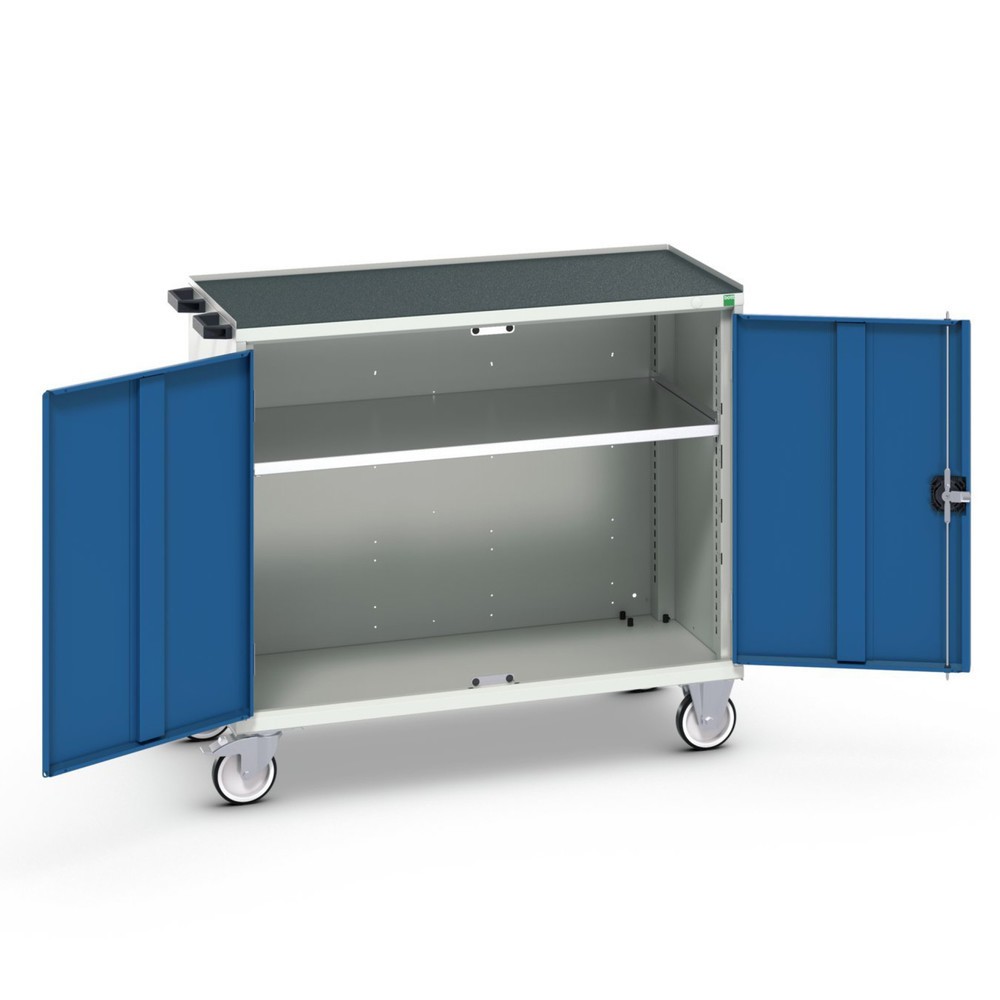 bott verso mobile drawer cabinet with 2 doors, shelf and raised edge, WxDxH: 1050 x 550 x 965 mm