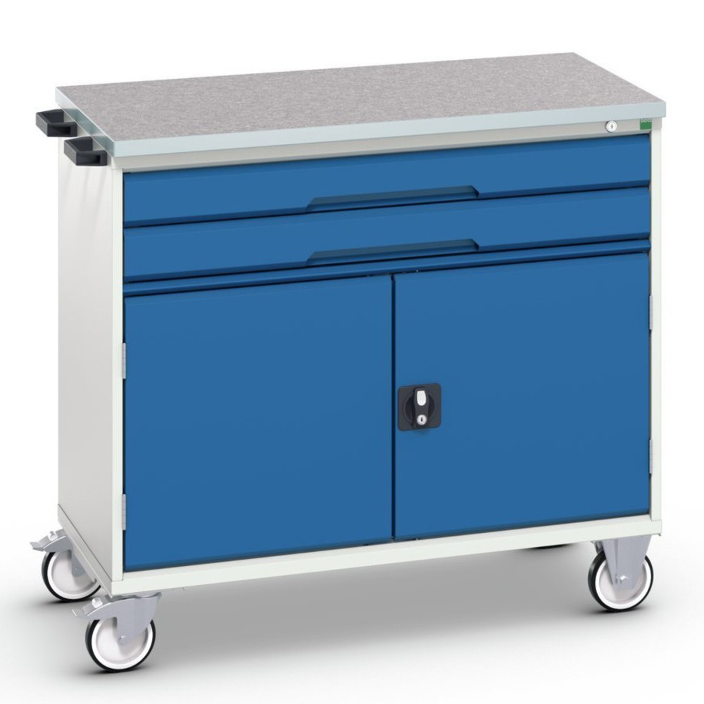 bott verso mobile drawer cabinet with 2 drawers, door and linoleum top, WxDxH: 1050 x 600 x 980 mm