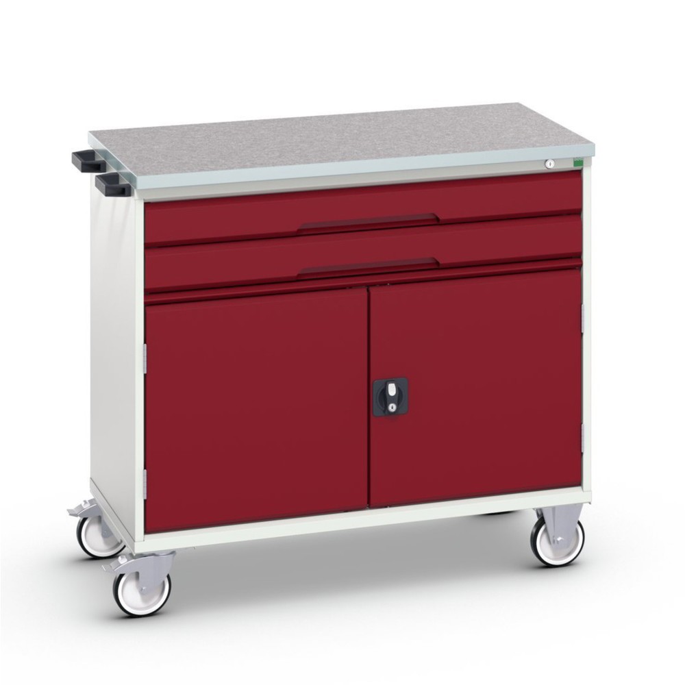 bott verso mobile drawer cabinet with 2 drawers, door and linoleum top