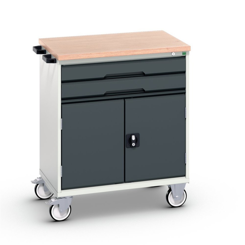 bott verso mobile drawer cabinet with 2 drawers, door and multiplex top, WxDxH: 800 x 600 x 980 mm