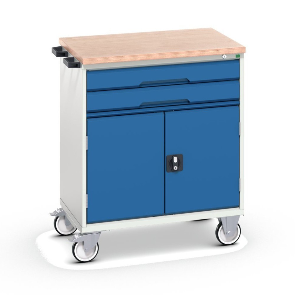 bott verso mobile drawer cabinet with 2 drawers, door and multiplex top, WxDxH: 800 x 600 x 980 mm