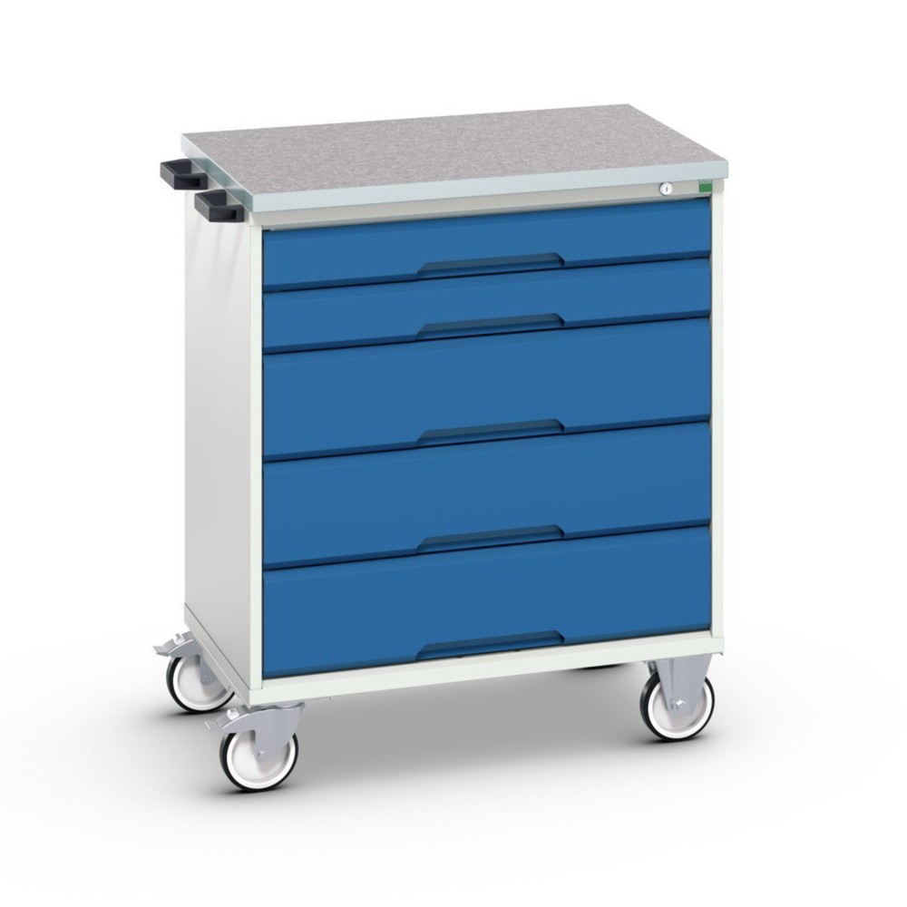 bott verso mobile drawer cabinet, with 5 drawers and linoleum top, WxDxH: 800 x 600 x 980 mm