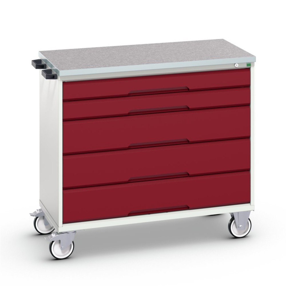 bott verso mobile drawer cabinet with 5 drawers and linoleum top