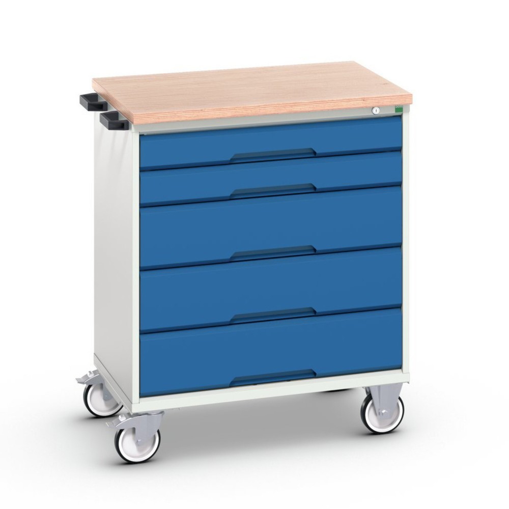 bott verso mobile drawer cabinet with 5 drawers and multiplex top, WxDxH: 800 x 600 x 980 mm