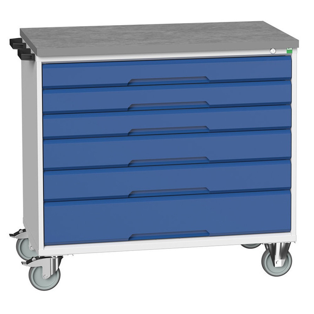 bott verso mobile drawer cabinet, with 6 drawers and linoleum top, WxDxH: 1050 x 600 x 980 mm