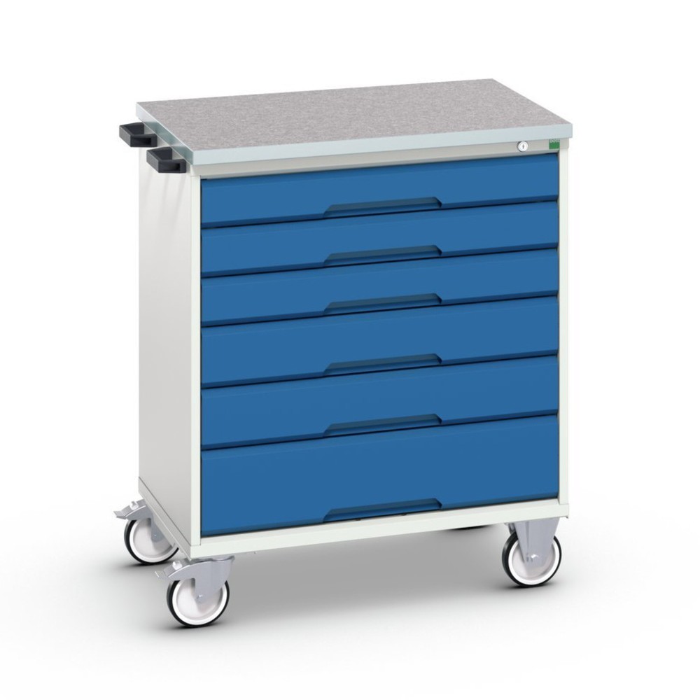 bott verso mobile drawer cabinet, with 6 drawers and linoleum top, WxDxH: 800 x 600 x 980 mm