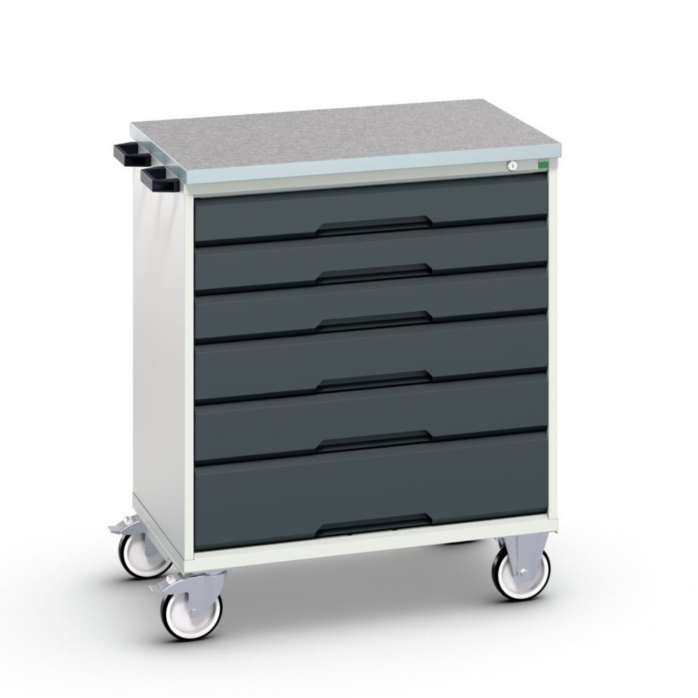 bott verso mobile drawer cabinet, with 6 drawers and linoleum top, WxDxH: 800 x 600 x 980 mm