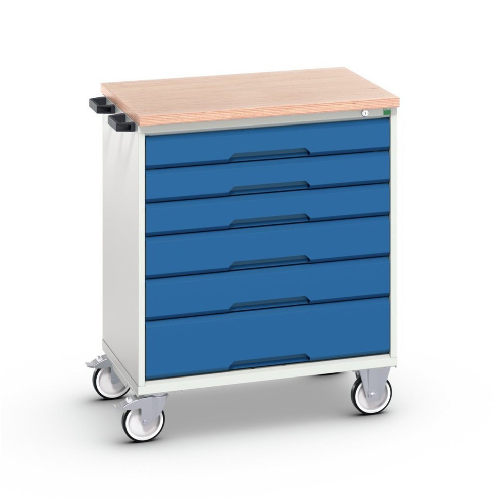 bott verso mobile drawer cabinet with 6 drawers and multiplex top, WxDxH: 800 x 600 x 980 mm