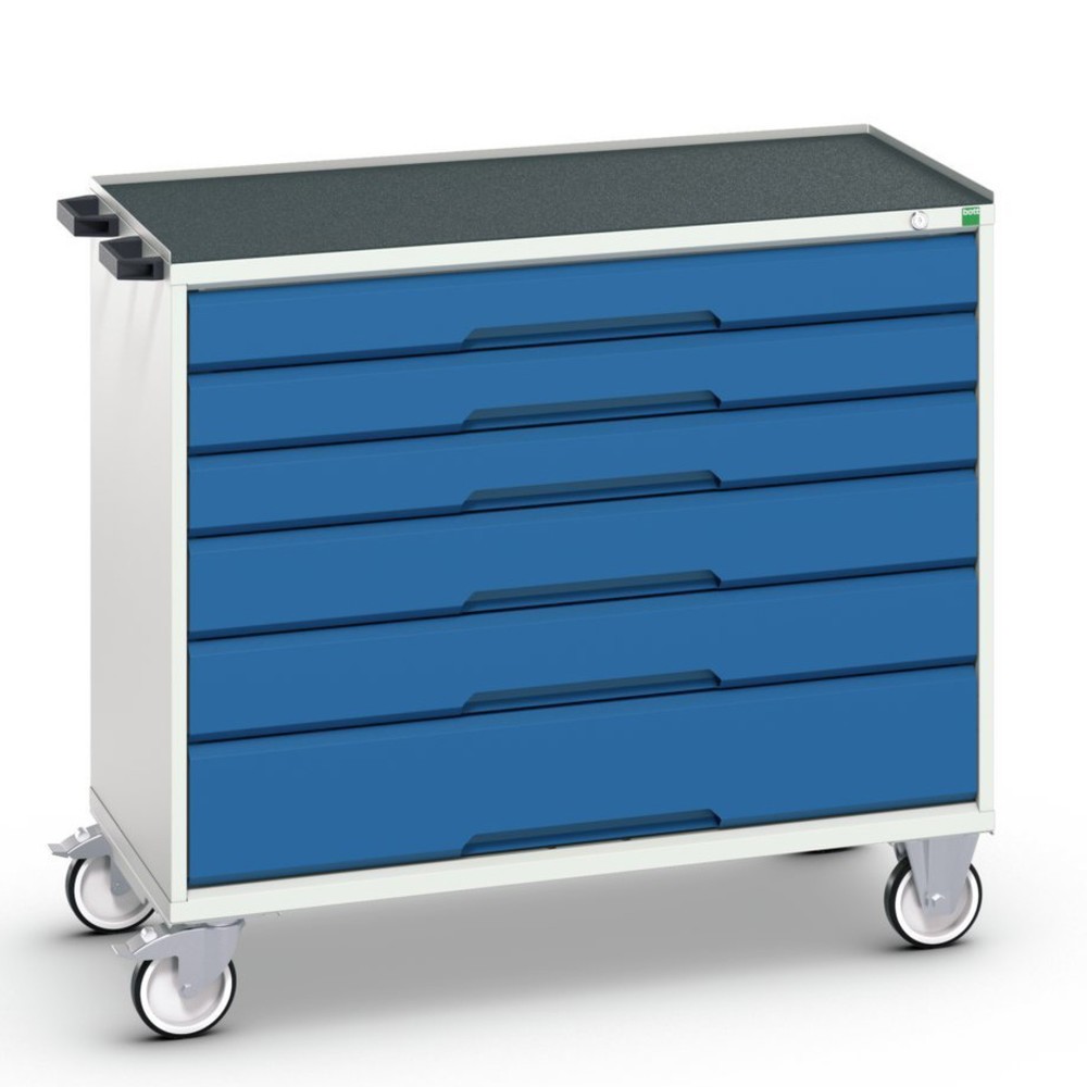 bott verso mobile drawer cabinet with 6 drawers and raised edge, WxDxH: 1050 x 550 x 965 mm