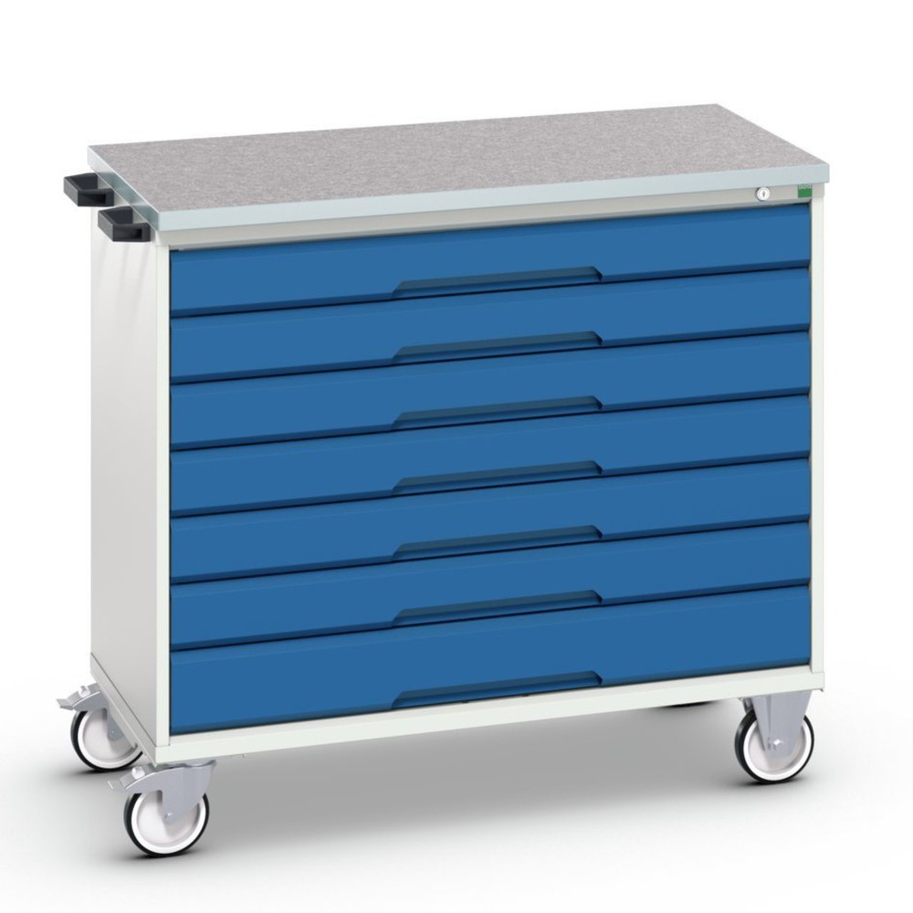 bott verso mobile drawer cabinet, with 7 drawers and linoleum top, WxDxH: 1050 x 600 x 980 mm