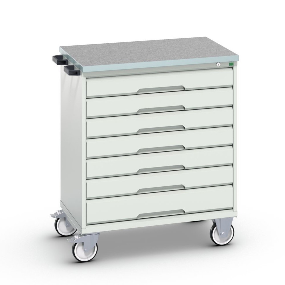 bott verso mobile drawer cabinet with 7 drawers and linoleum top