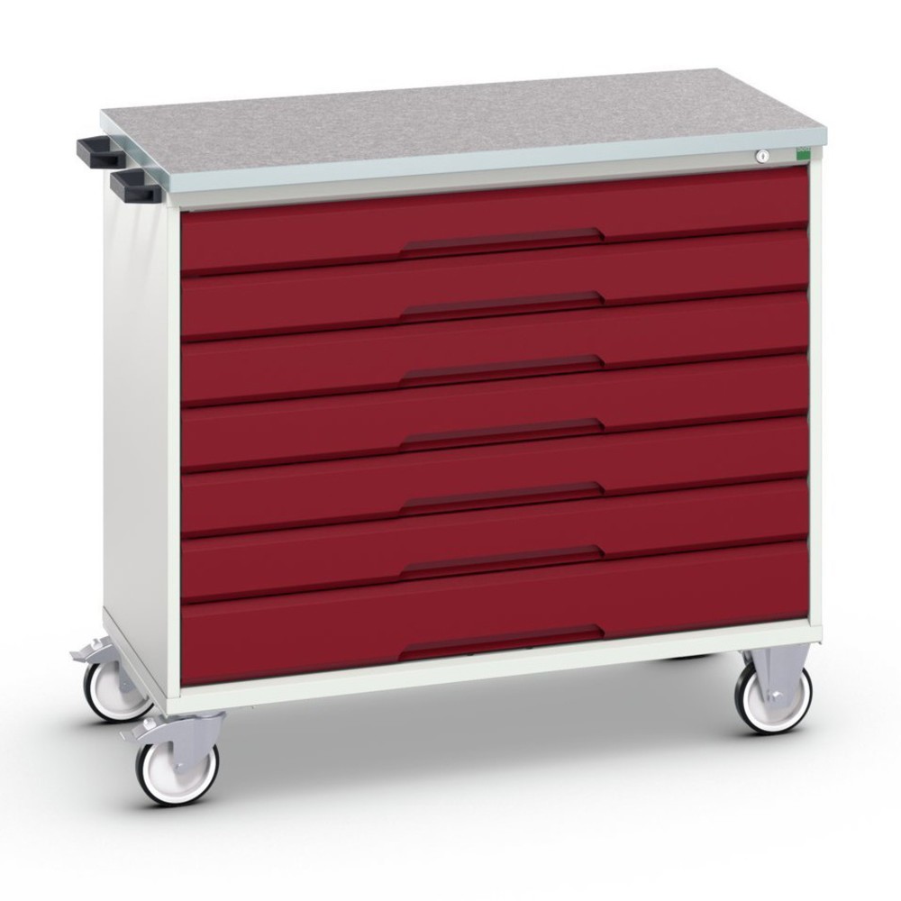 bott verso mobile drawer cabinet with 7 drawers and linoleum top