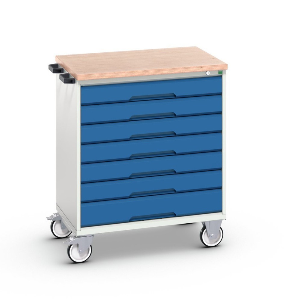 bott verso mobile drawer cabinet with 7 drawers and multiplex top, WxDxH: 800 x 600 x 980 mm